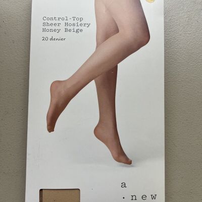 A New Day Single Pairs CONTROL TOP SHEER HOSIERY “Honey Beige” 20 denier sz S/M